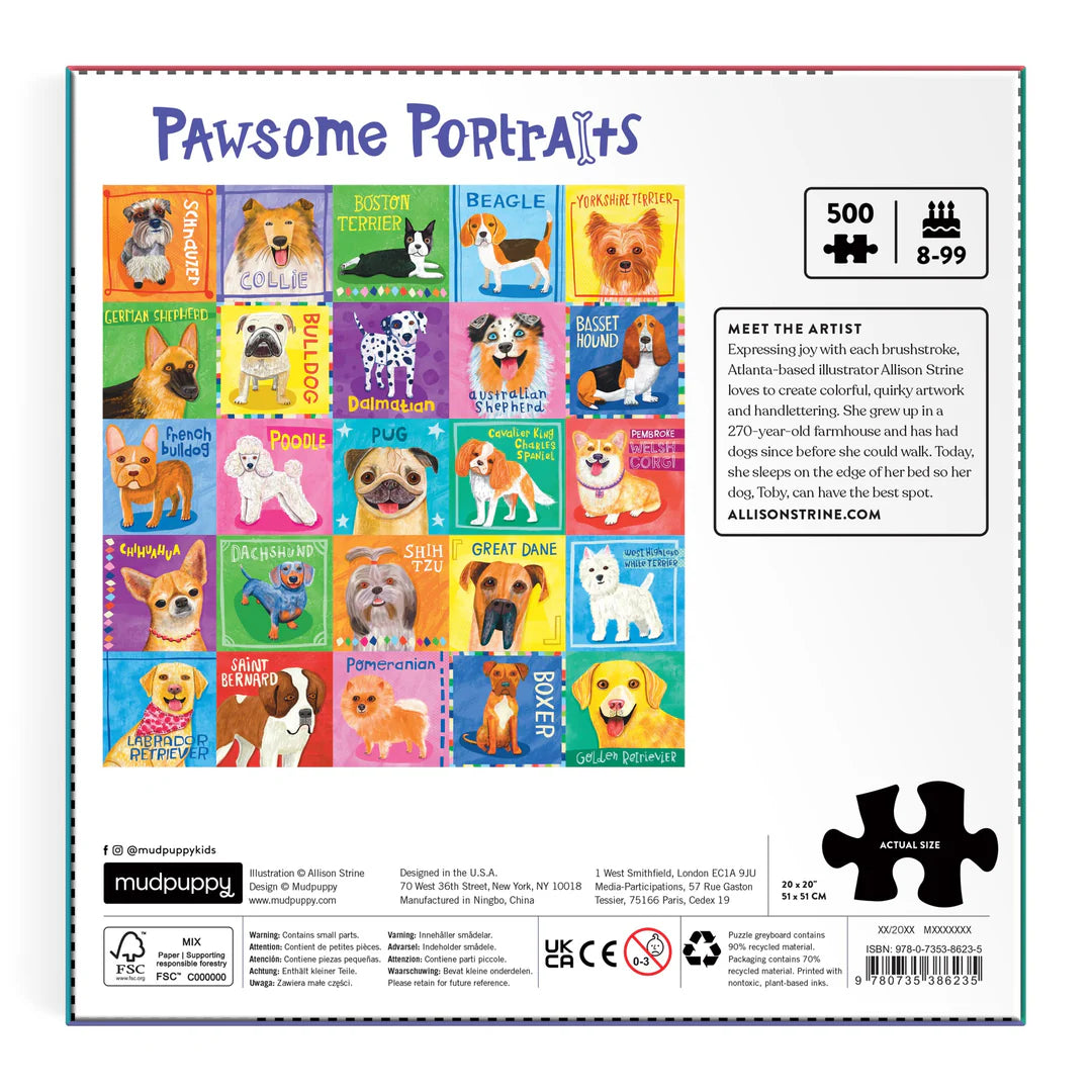 Puzzle de familie, 500 piese - Pawsome Portraits - Mudpuppy