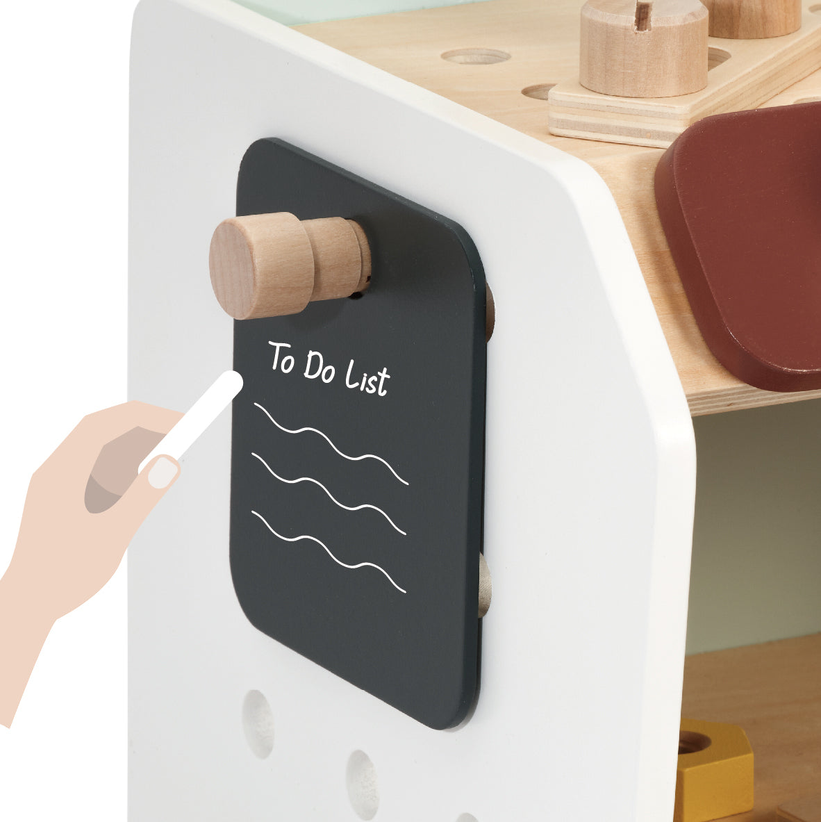 Detaliu tablă neagră To Do List cu cretă - Mini Workbench Classic World