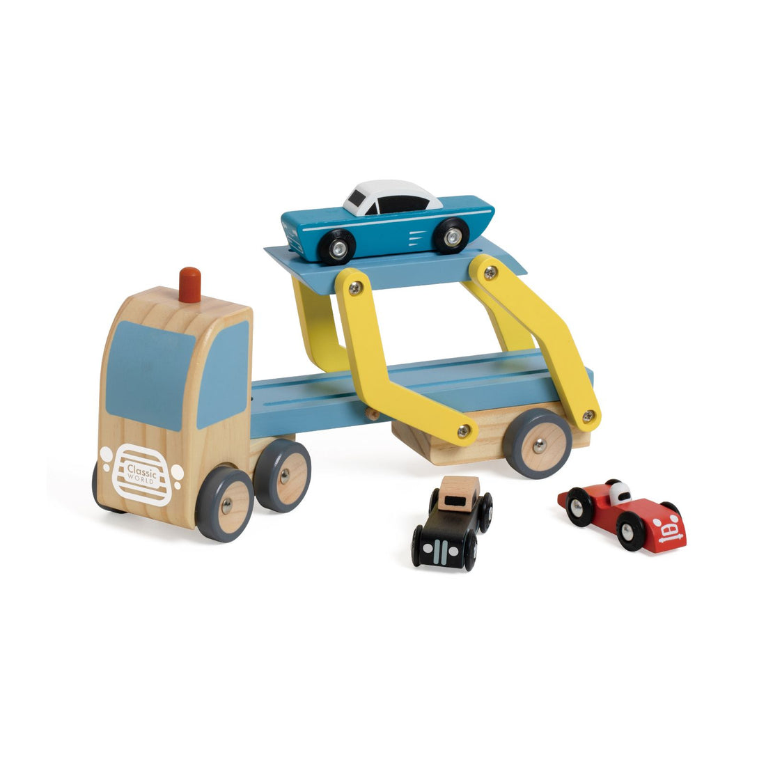 Set de joacă din lemn, Camion cu Platformă și Mașinuțe - Car Transporter Truck - Classic World