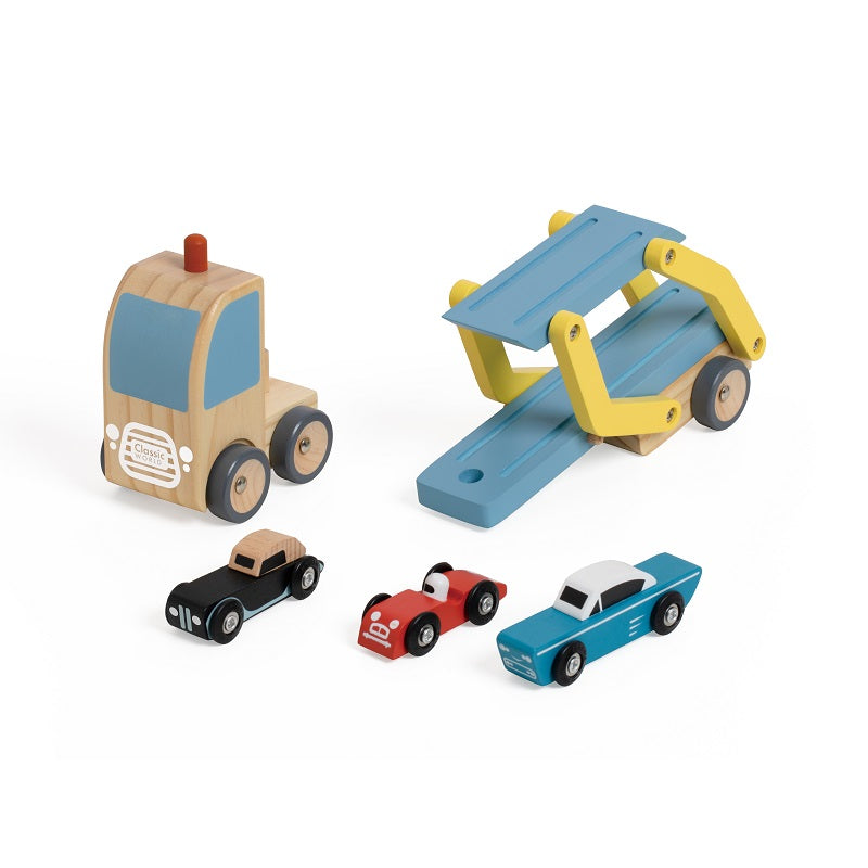 Transportor de Mașini Car Transporter Truck Classic World - copil în joacă