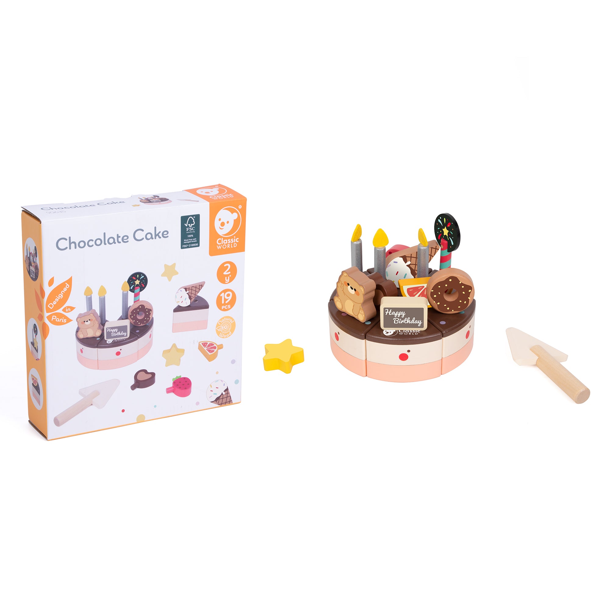 Tort de jucărie din lemn - Chocolate Cake - Classic World