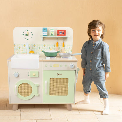 Set de joacă din lemn, Bucătărie &amp; Mașină de Spălat - Natural Kitchen - Classic World