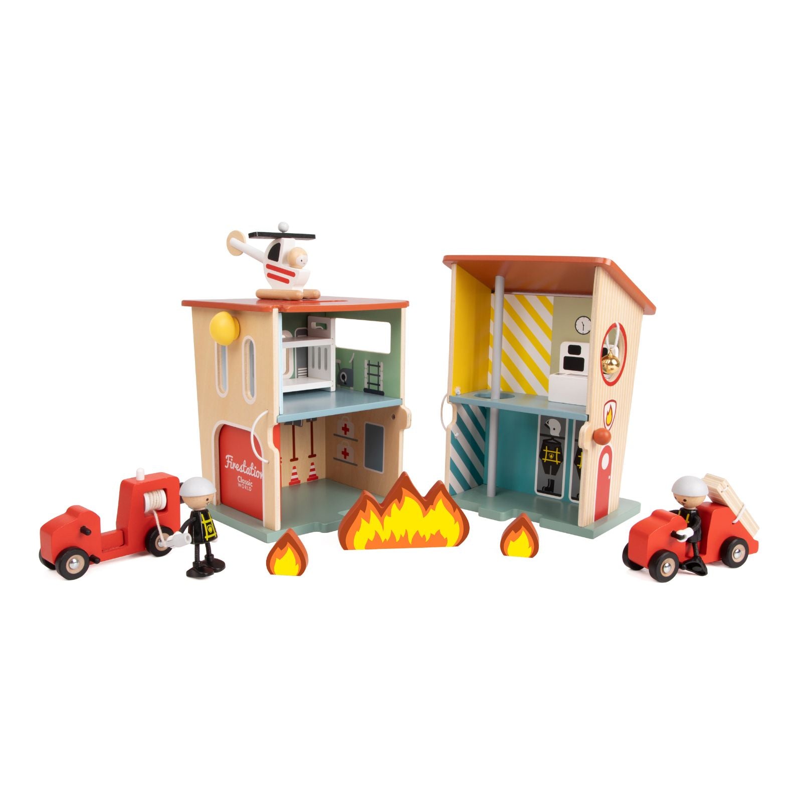 Set de joacă din lemn, Stație de Pompieri - Fire Station - Classic World