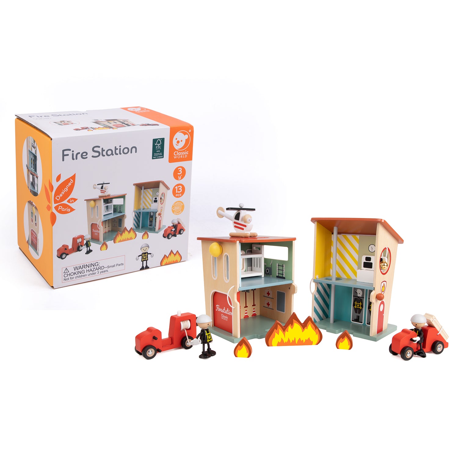 Set de joacă din lemn, Stație de Pompieri - Fire Station - Classic World
