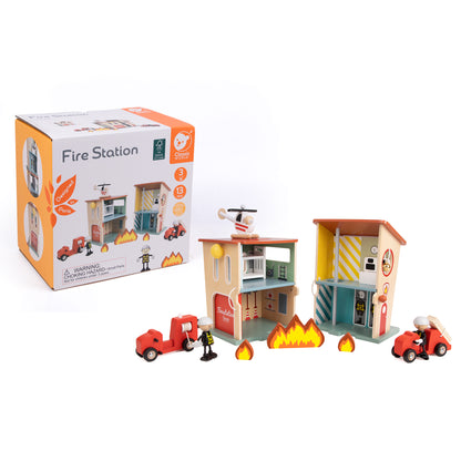 Set de joacă din lemn, Stație de Pompieri - Fire Station - Classic World