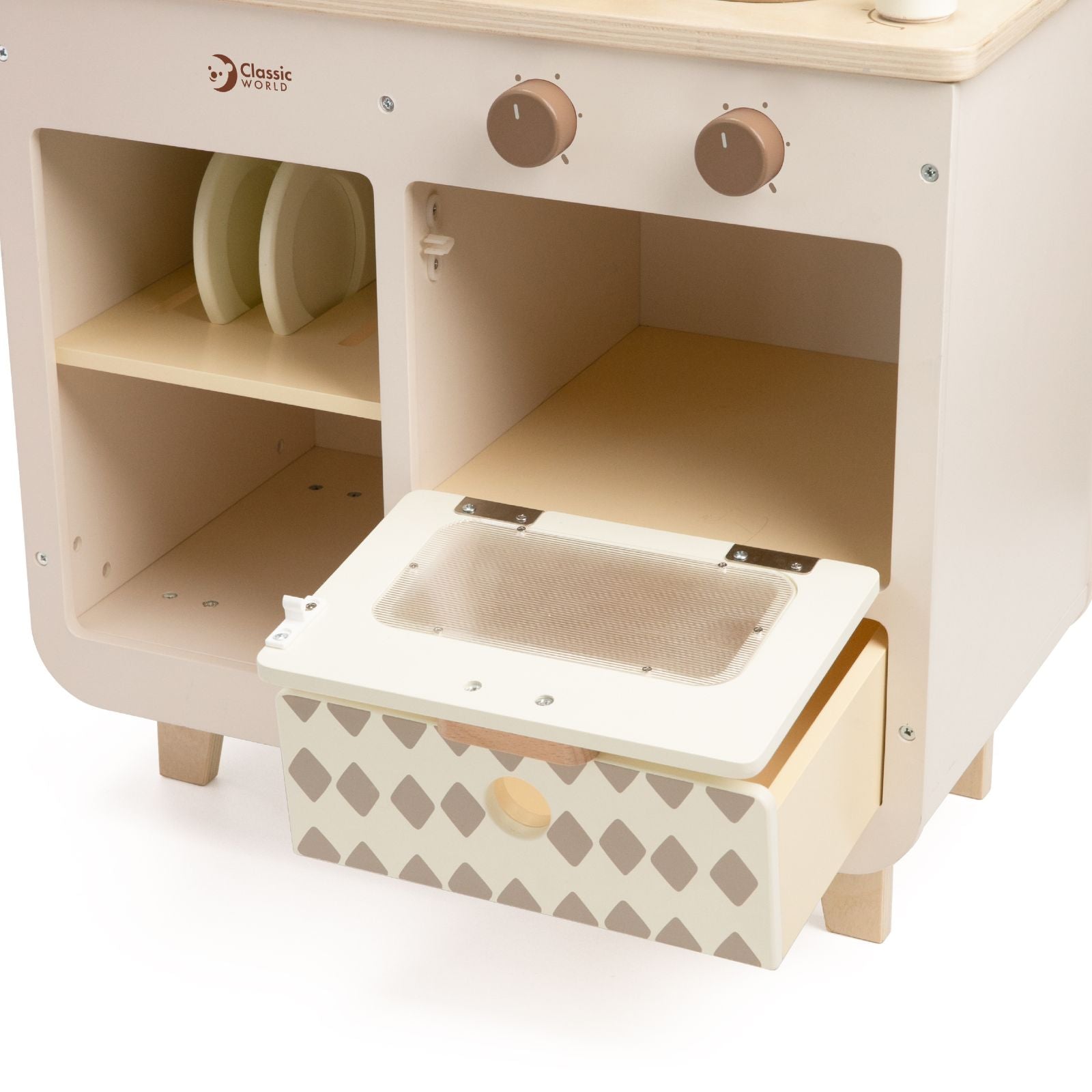 Set de joacă din lemn, Bucătărie &amp; Frigider - Modern Kitchen - Classic World