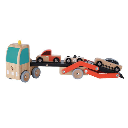 Set de joacă din lemn, Trailer cu Mașinuțe - Car Transporter - Classic World