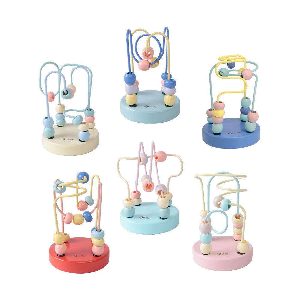 Mini labirint cu mărgele din lemn - Pastel Blue - Classic World