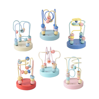 Mini labirint cu mărgele din lemn - Pastel Blue - Classic World