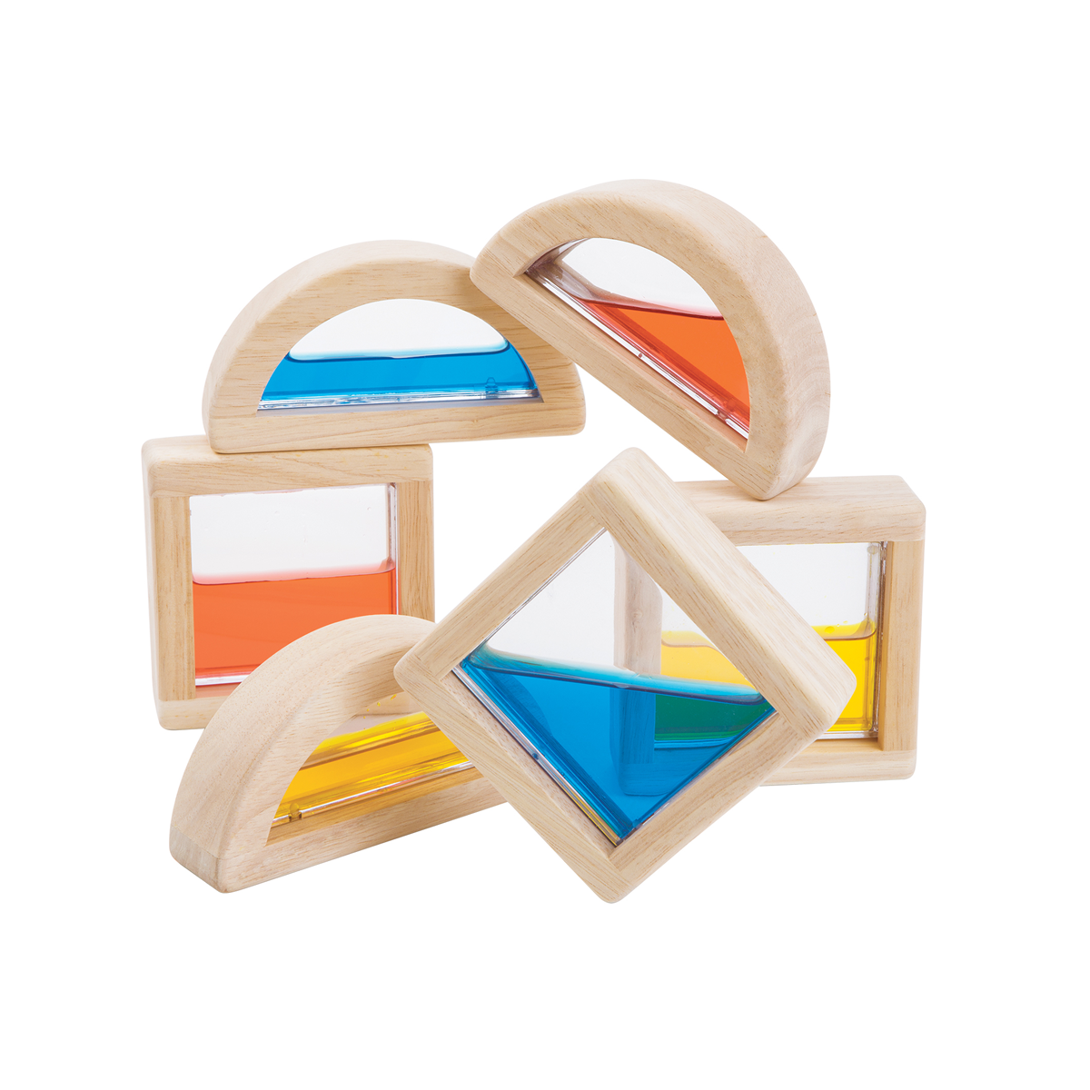 Set educativ - Blocuri din lemn + apa colorata - Plan Toys