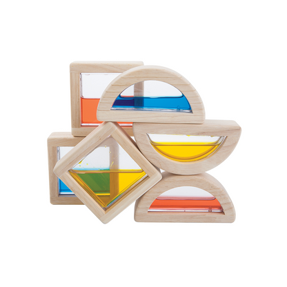 Set educativ - Blocuri din lemn + apa colorata - Plan Toys