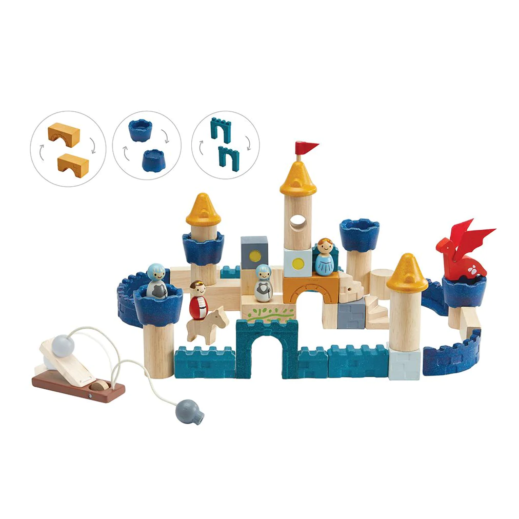 Blocuri din lemn pentru construit, Orchard - Castle  - Plan Toys