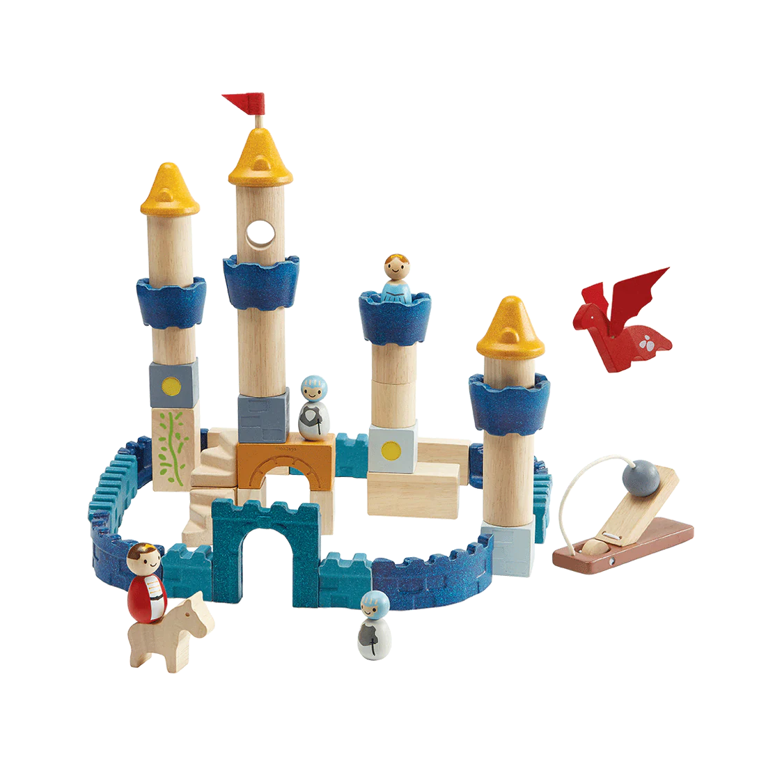Blocuri din lemn pentru construit, Orchard - Castle  - Plan Toys