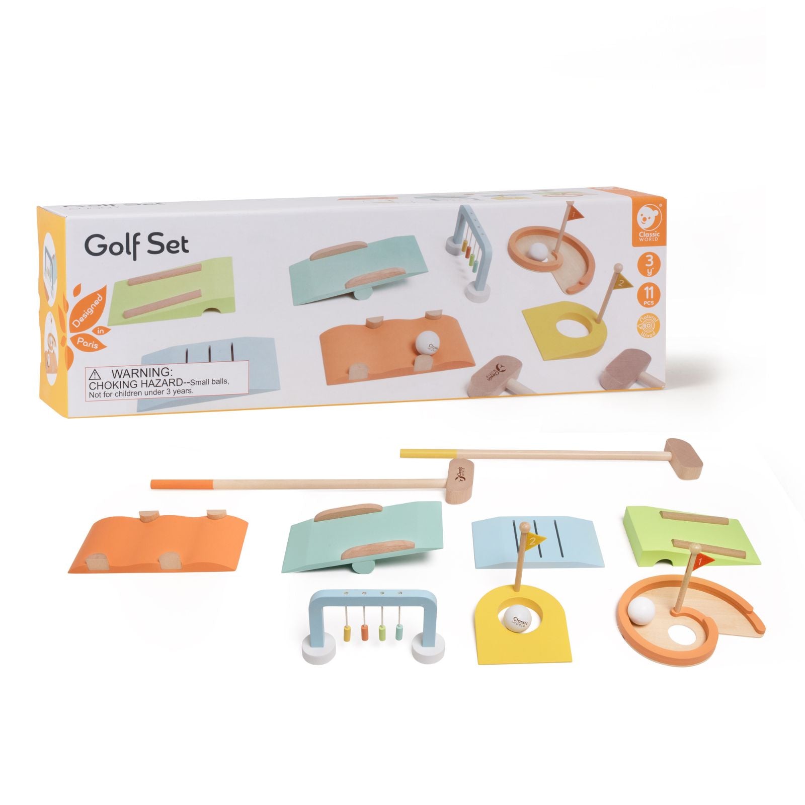 Joc Sportiv din lemn, Set de Mini Golf cu Obstacole - Golf Set - Classic World