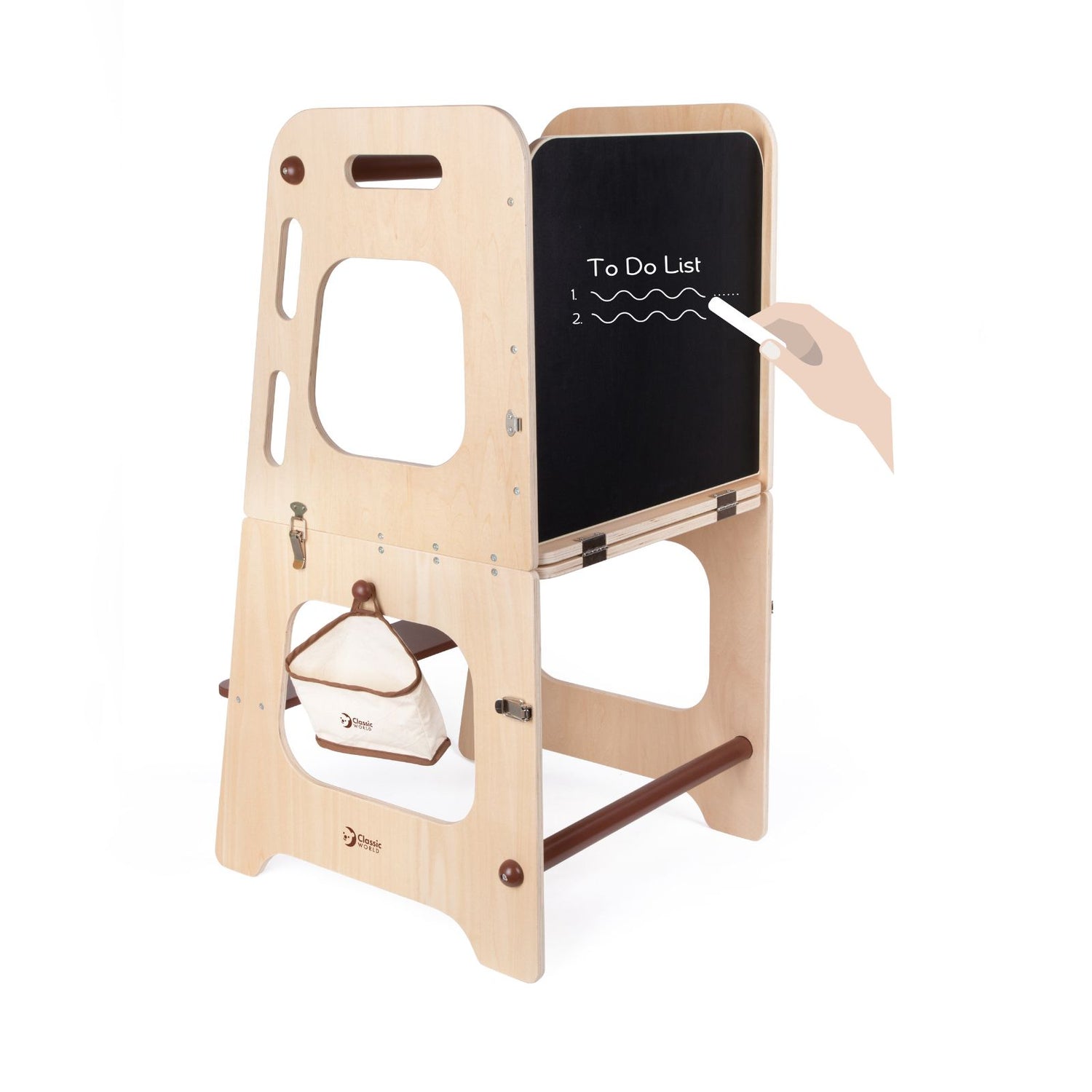 Turn de Învățare Montessori din lemn 4-în-1, Transformabil - Learning Tower - Classic World
