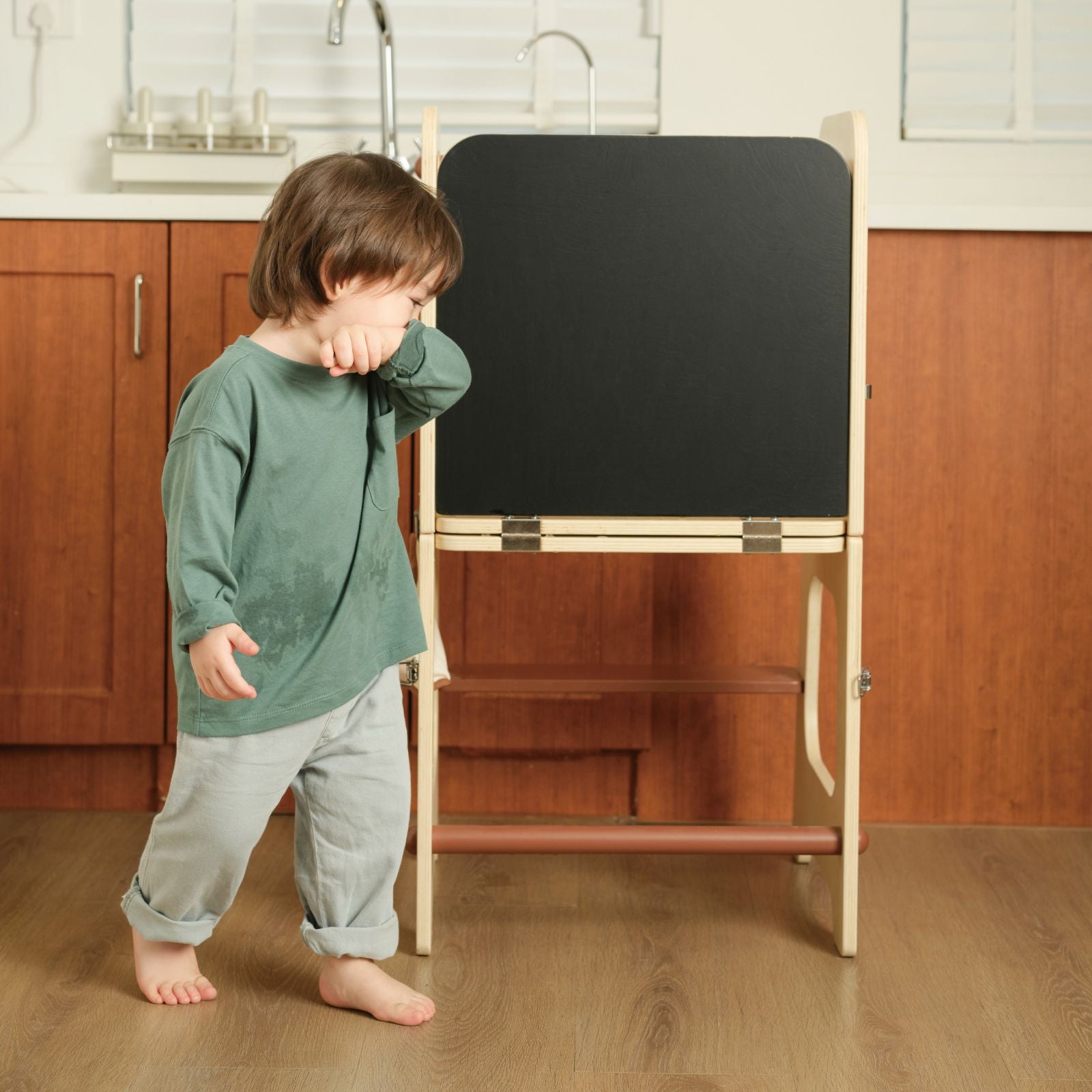 Turn de Învățare Montessori din lemn 4-în-1, Transformabil - Learning Tower - Classic World
