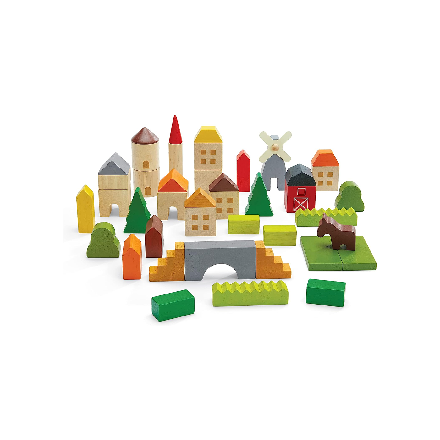 Blocuri din lemn pentru construit - Countryside - Plan Toys