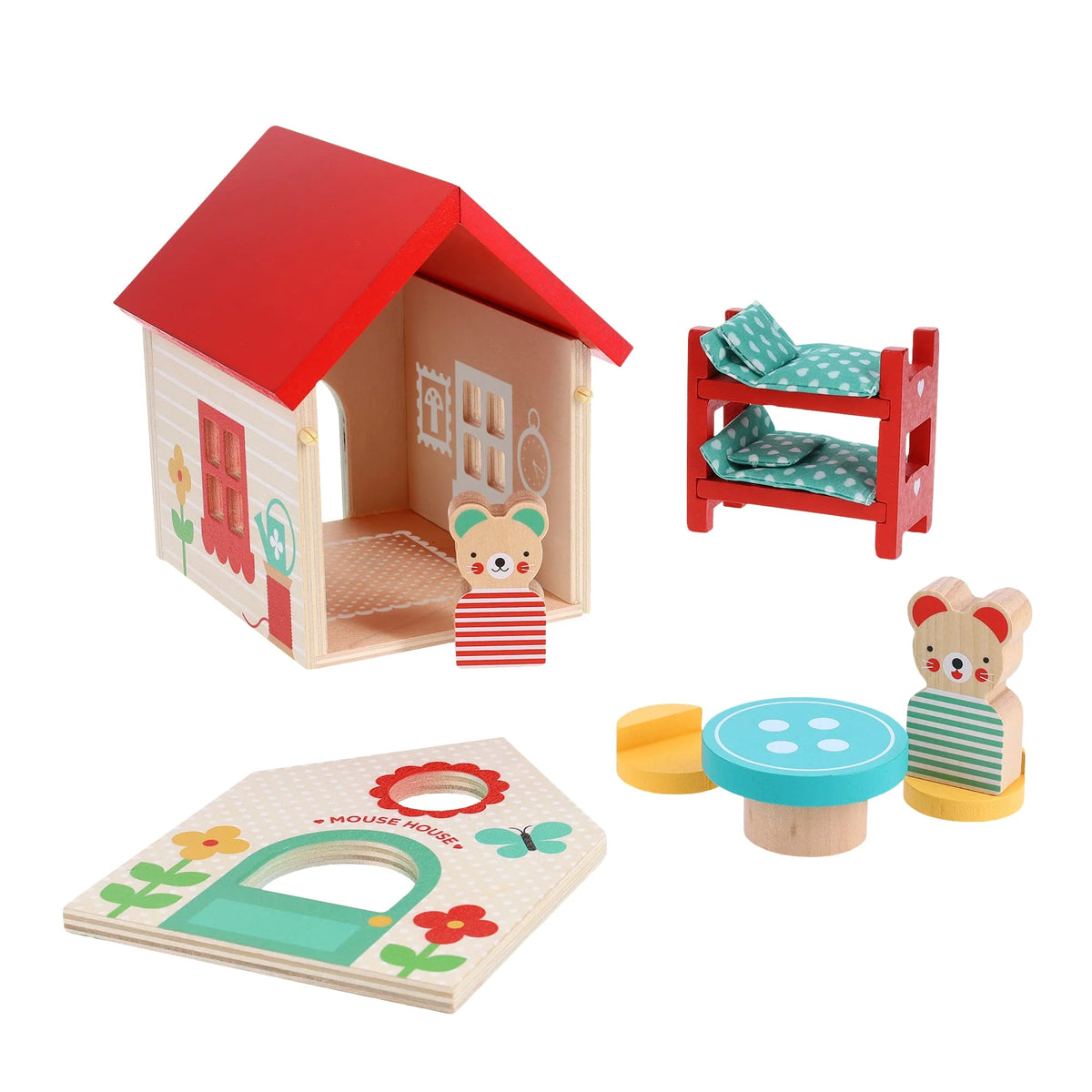 Căsuța șoriceilor Mouse House cu panoul frontal detașat și mobilierul inclus