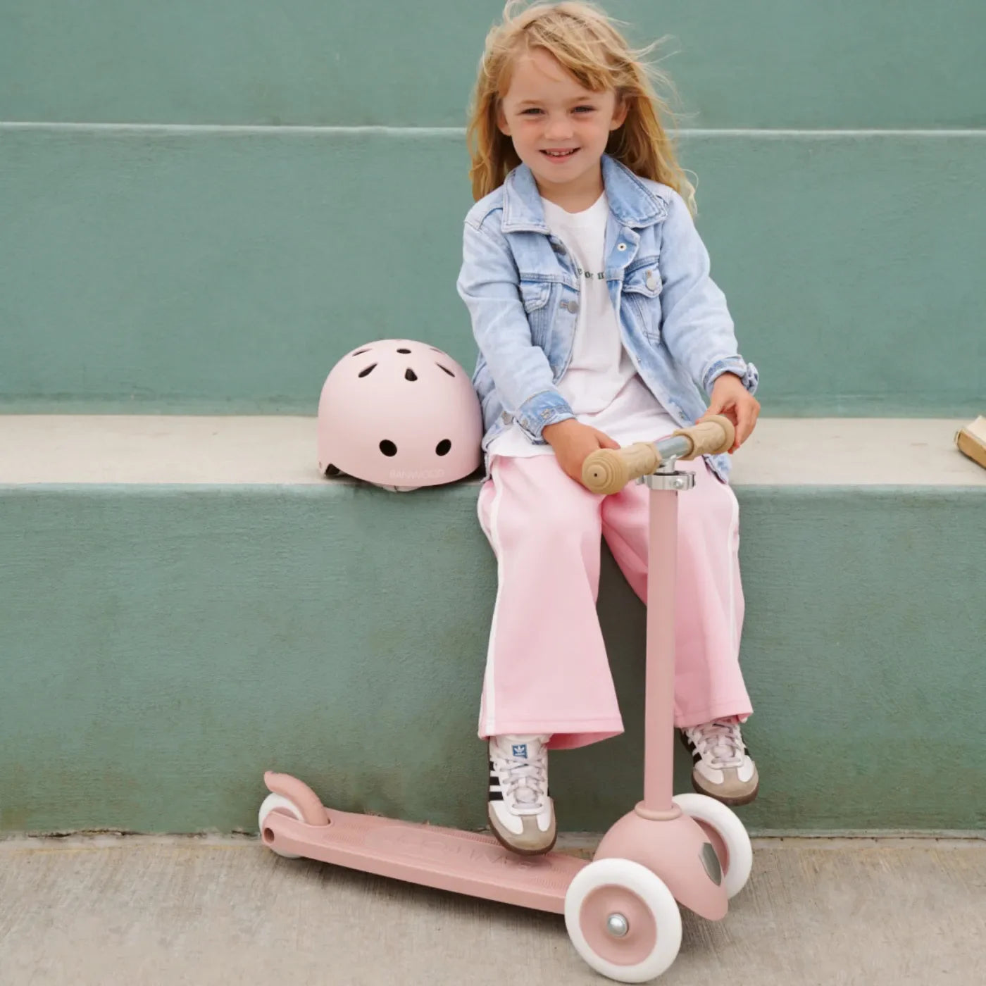 Trotinetă ECO - 3 roți, înălțime reglabilă - Dusty Rose - BANWOOD