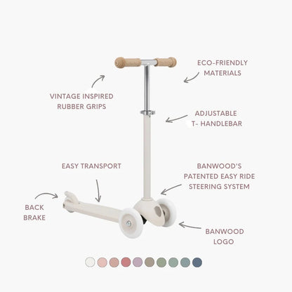 Trotinetă ECO - 3 roți, înălțime reglabilă - Ivory - BANWOOD