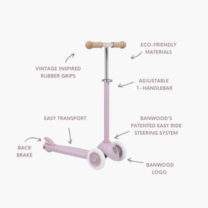 Trotinetă ECO - 3 roți, înălțime reglabilă - Lavender - BANWOOD