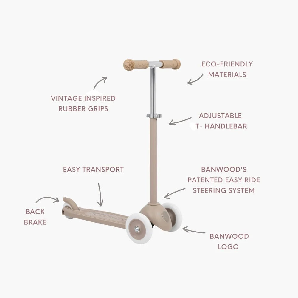 Trotinetă ECO - 3 roți, înălțime reglabilă - Sand - BANWOOD