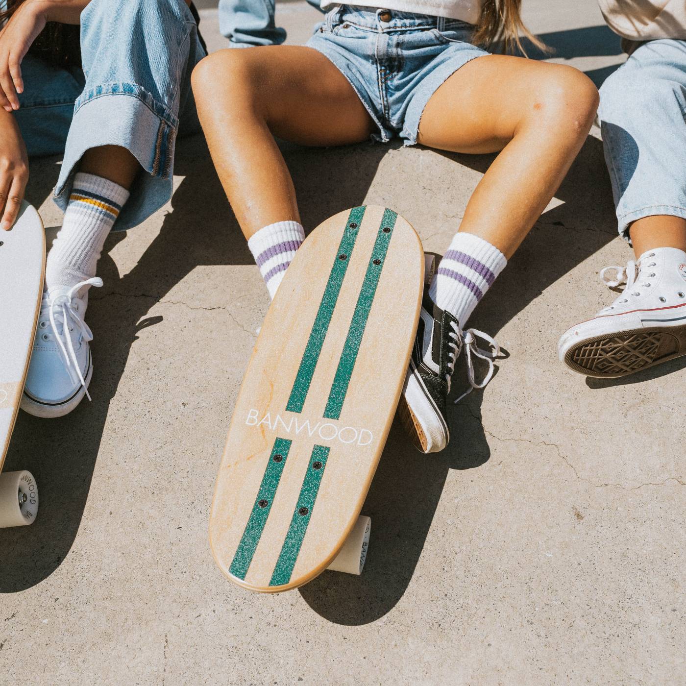 Skateboard din lemn, roți soft - Green - BANWOOD