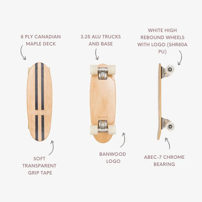 Skateboard din lemn, roți soft - Navy - BANWOOD