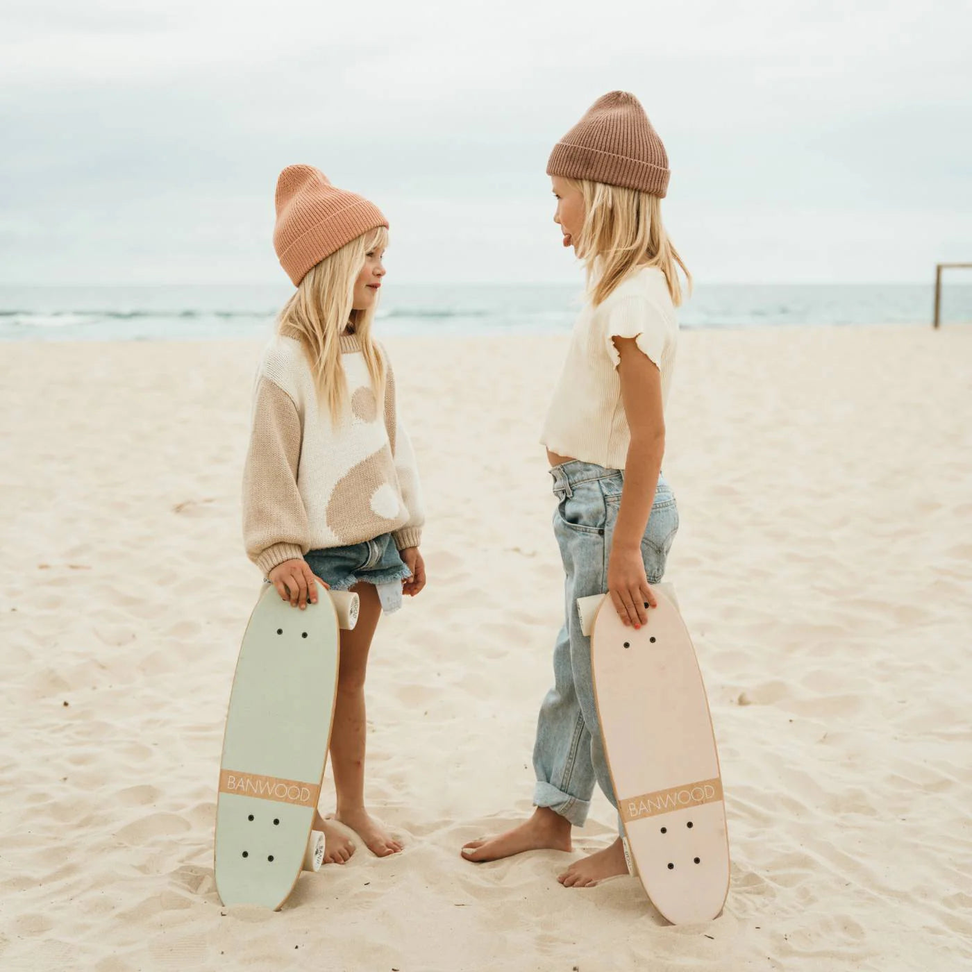 Skateboard din lemn, roți soft - Pink - BANWOOD