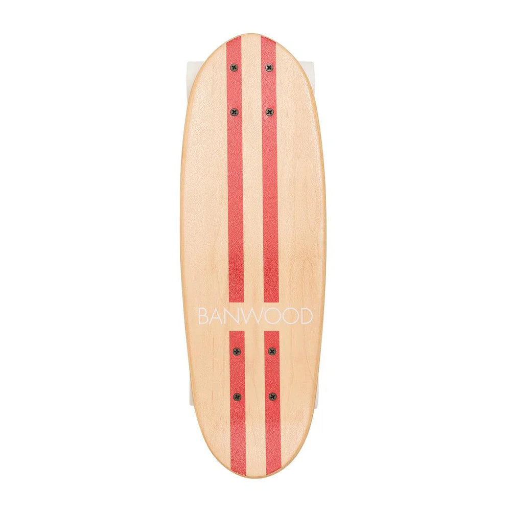 Skateboard din lemn, roți soft - Red - BANWOOD