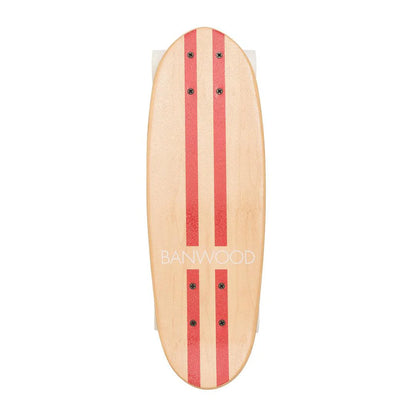 Skateboard din lemn, roți soft - Red - BANWOOD