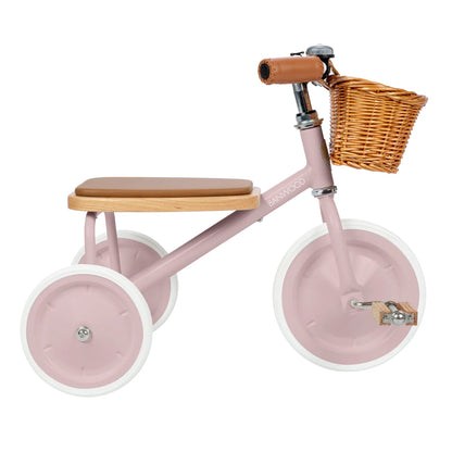 Tricicletă Vintage cu pedale, ghidon reglabil - Dusty Pink - BANWOOD