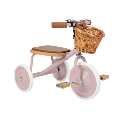 Tricicletă Vintage cu pedale, ghidon reglabil - Dusty Pink - BANWOOD