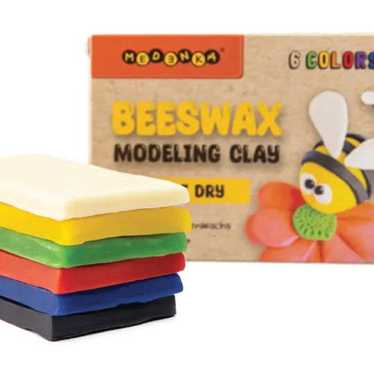 Plastilina naturala din ceara de albine, 6 culori - Medenka