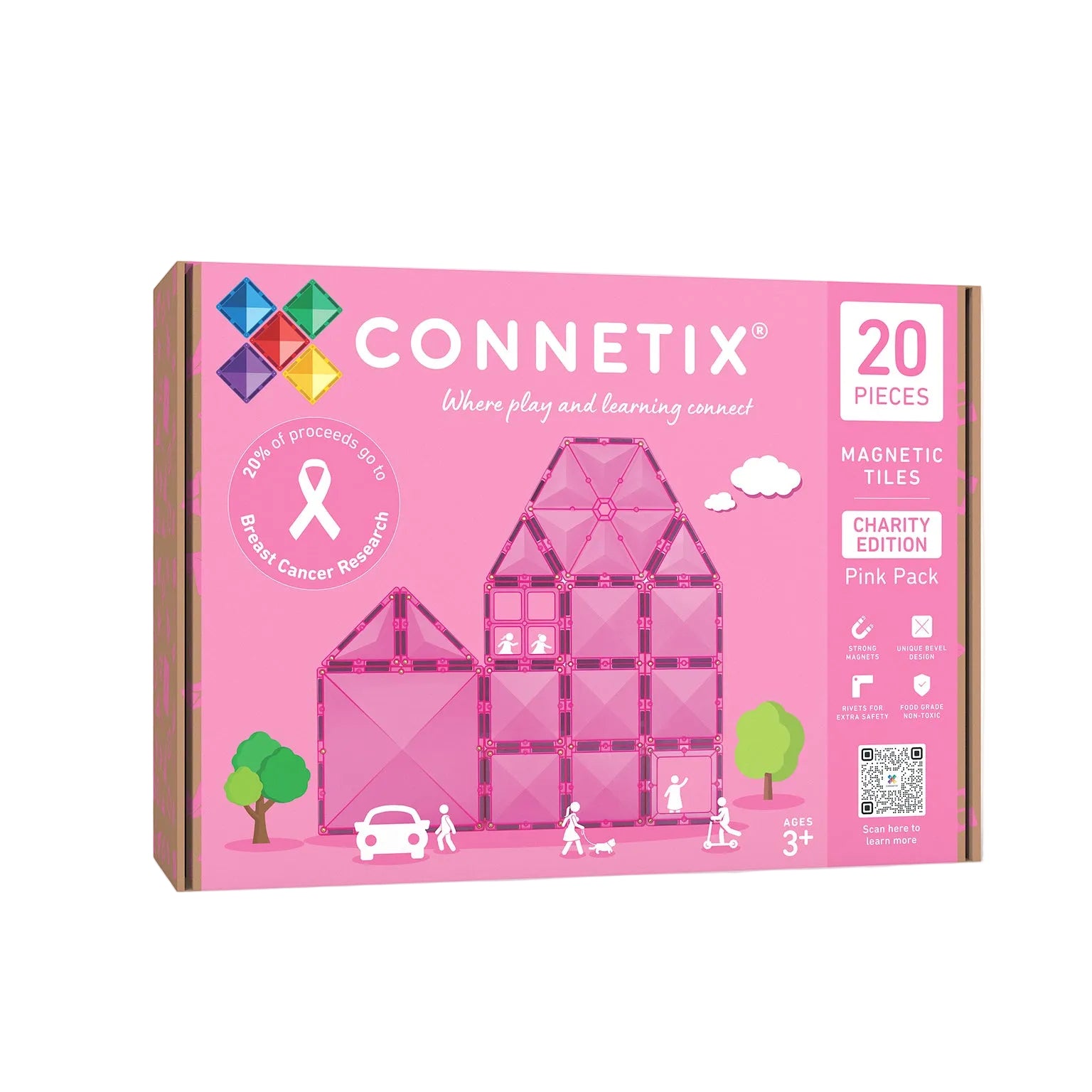 Set constructie magnetic, 20 piese - Charity Pack Pink – Connetix