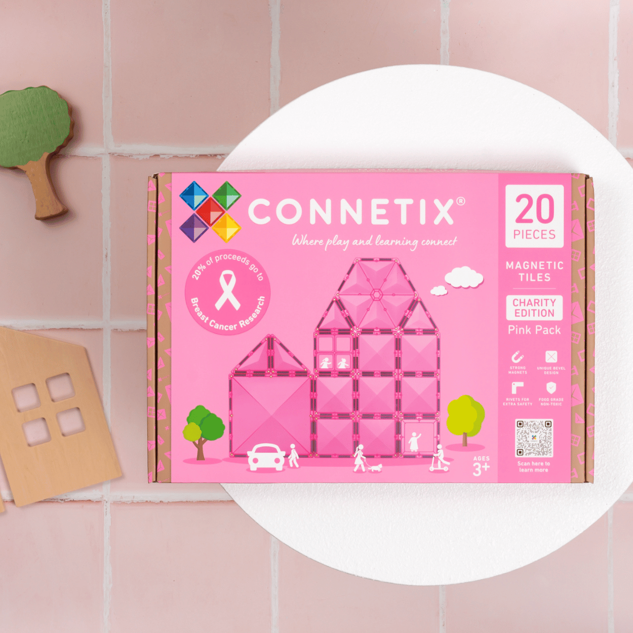Set constructie magnetic, 20 piese - Charity Pack Pink – Connetix