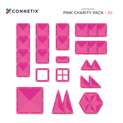 Set constructie magnetic, 20 piese - Charity Pack Pink – Connetix