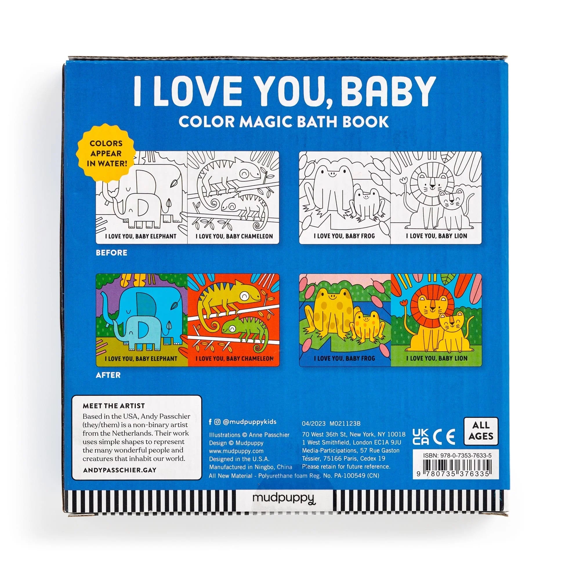 Carte pentru baie - I Love You, Baby, Magic Color - Mudpuppy