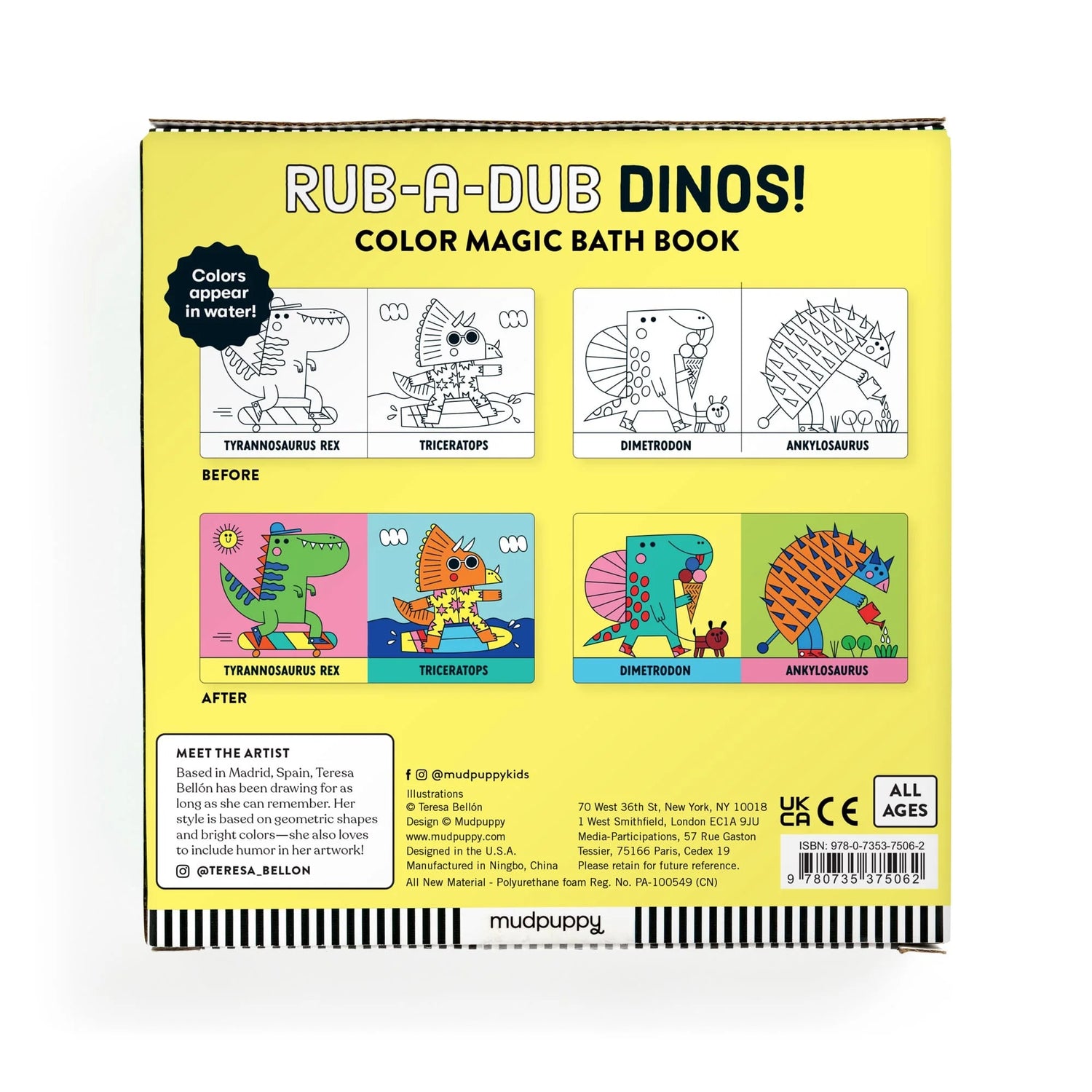 Carte pentru baie - Rub-a-Dub Dinos, Magic Color - Mudpuppy