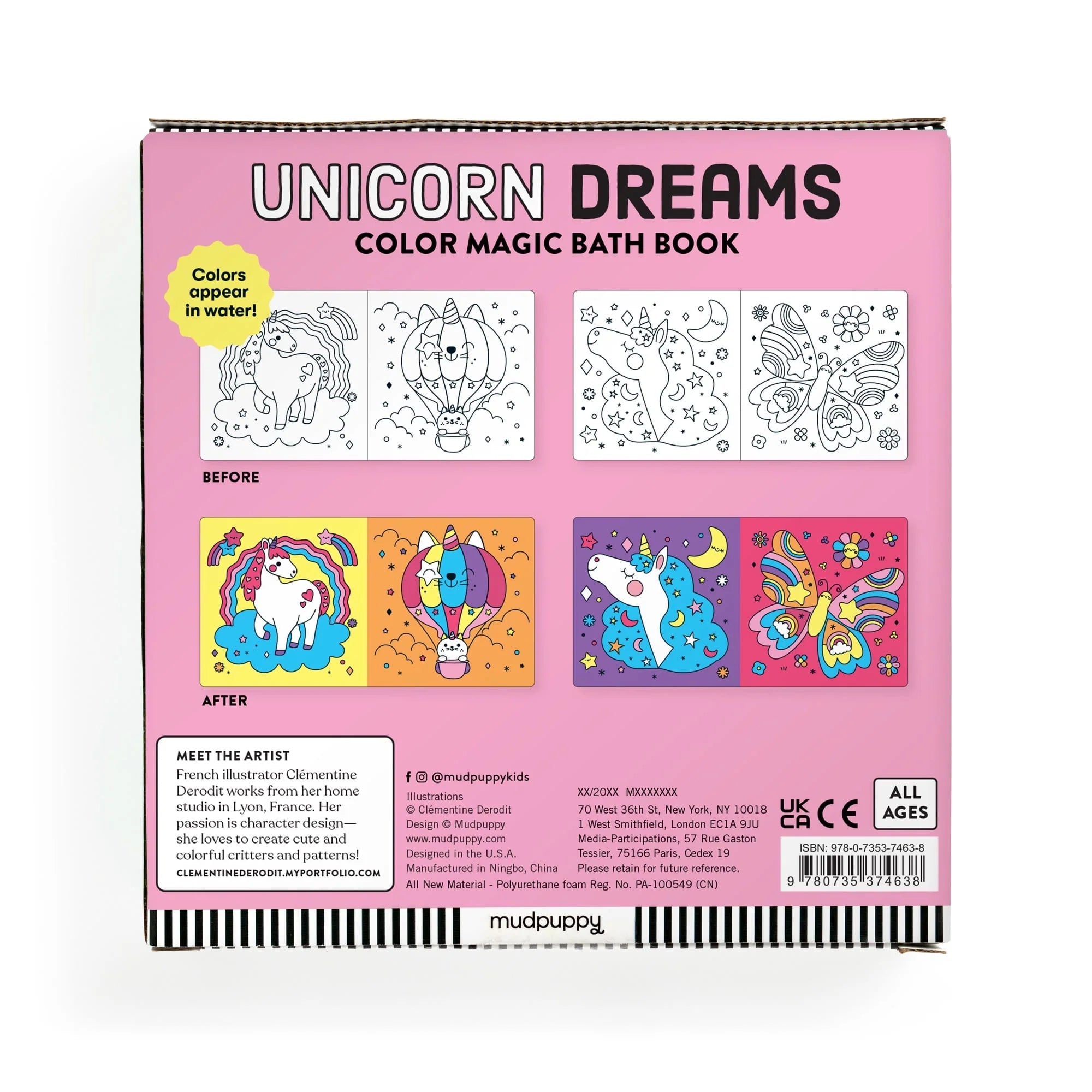 Carte pentru baie - Unicorn Dreams, Magic Color - Mudpuppy