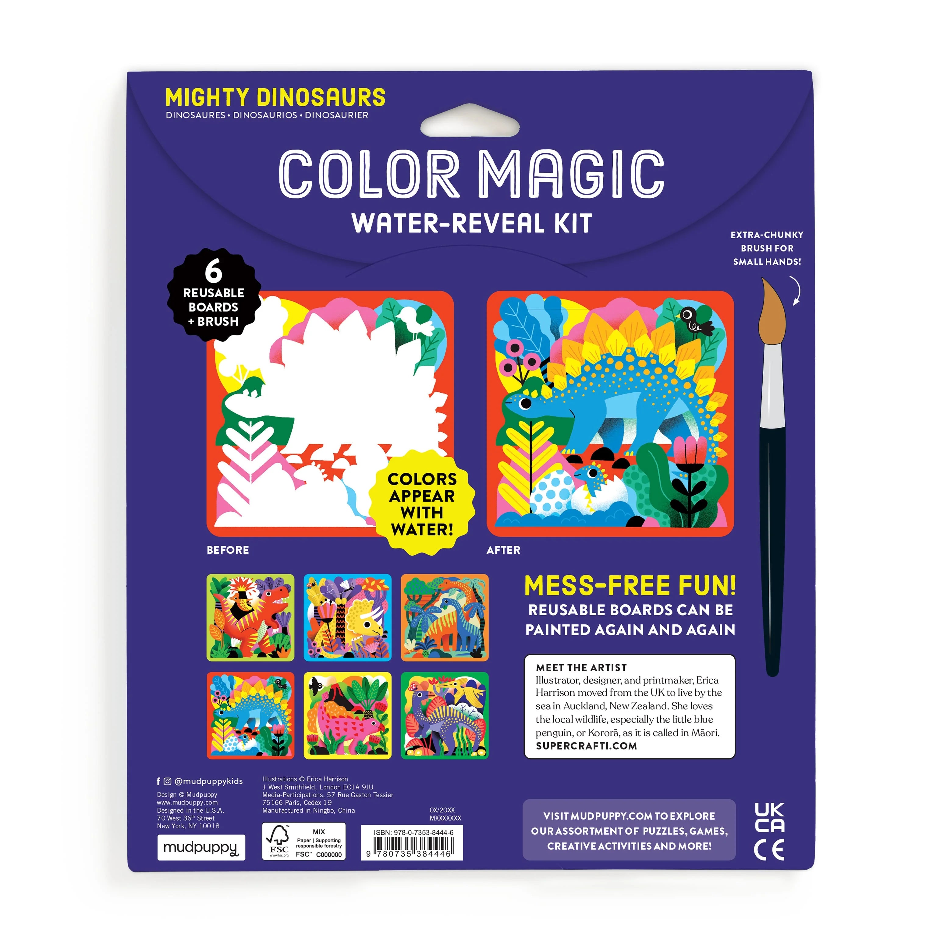 Kit pictură, Magic Water-Reveal - Mighty Dinosaurs - Mudpuppy