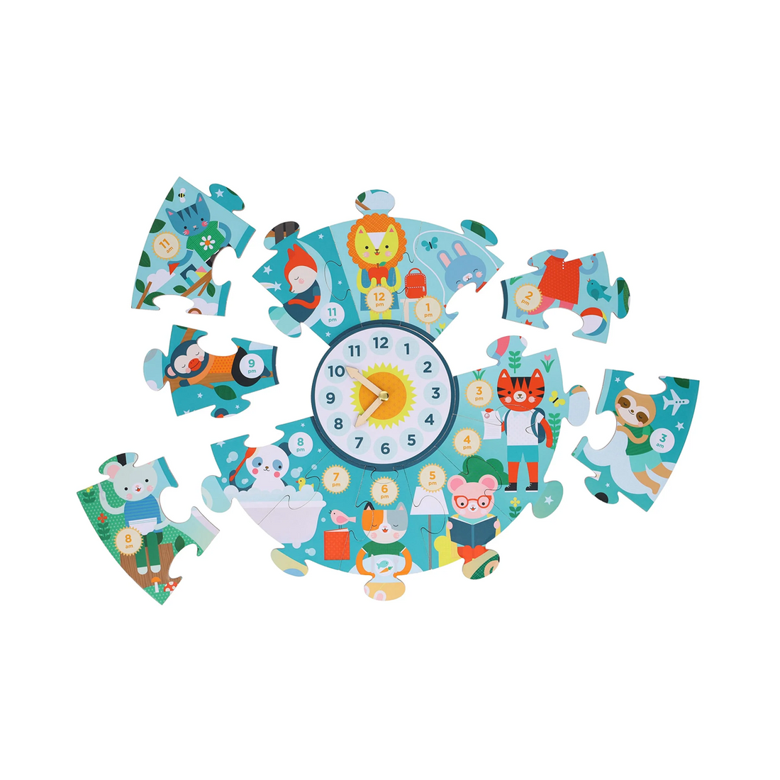 Puzzle de podea, 25 piese - Cat este ceasul? - Petit Collage