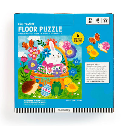 Puzzle de podea, 25 piese cu forme speciale - Bunny Basket - Mudpuppy
