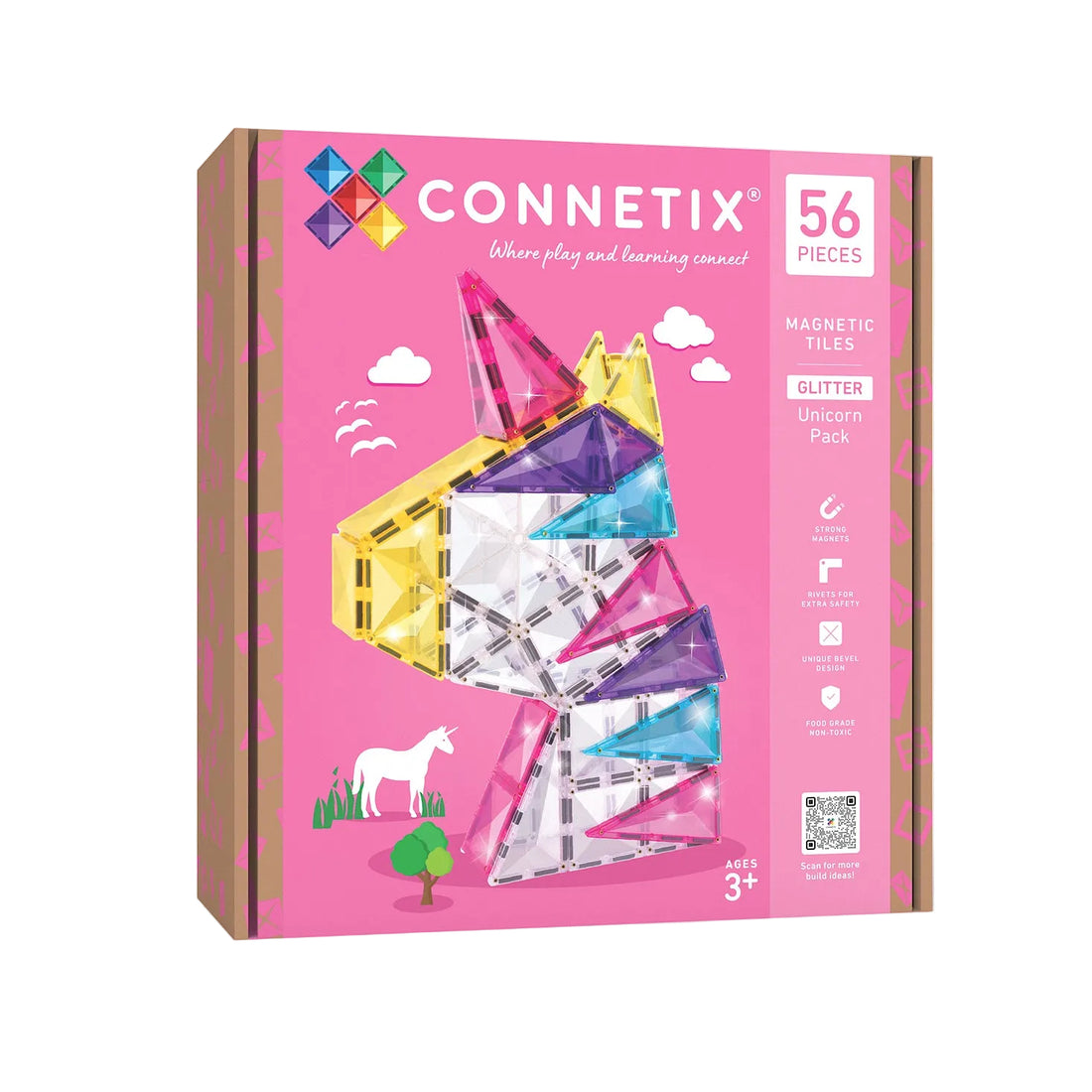 Set constructie magnetic, 56 piese - Glitter Unicorn Pack – Connetix