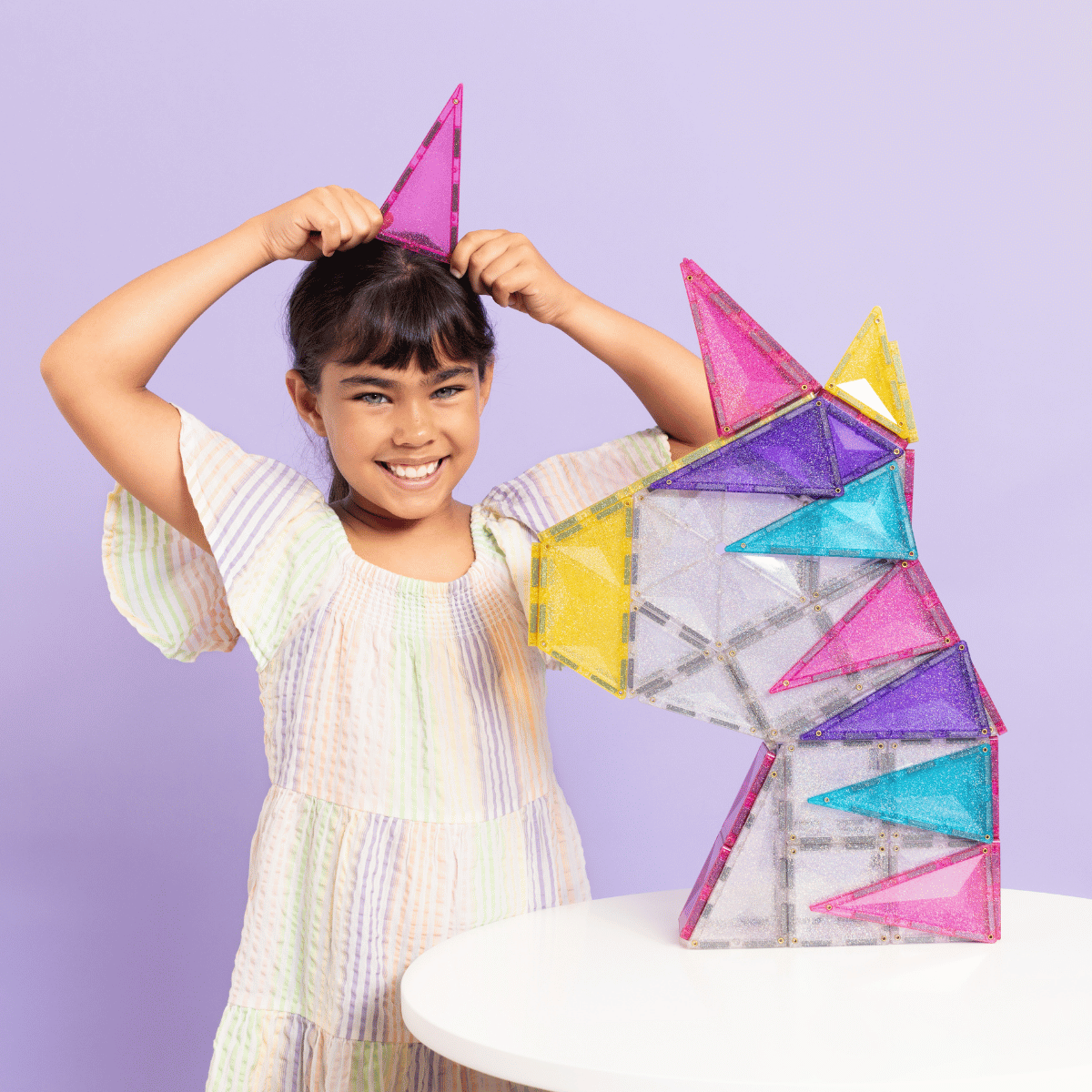 Set constructie magnetic, 56 piese - Glitter Unicorn Pack – Connetix