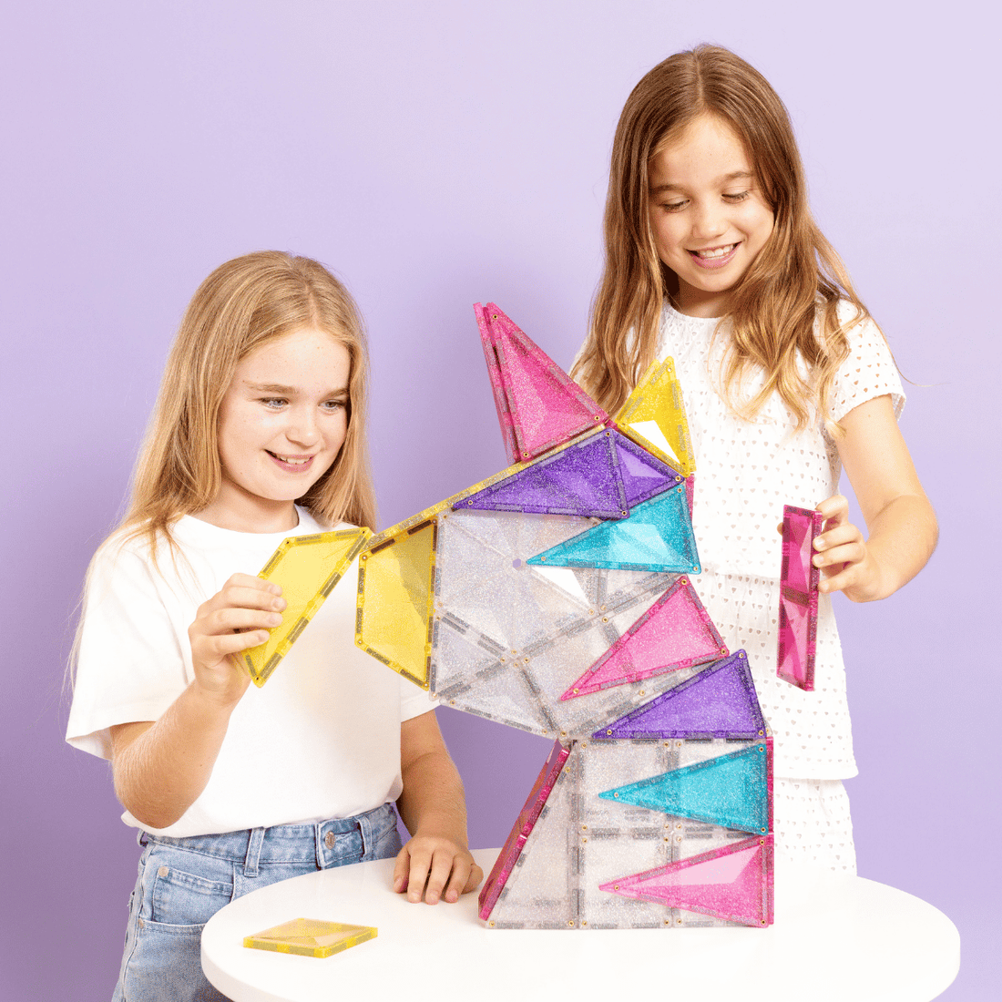 Set constructie magnetic, 56 piese - Glitter Unicorn Pack – Connetix