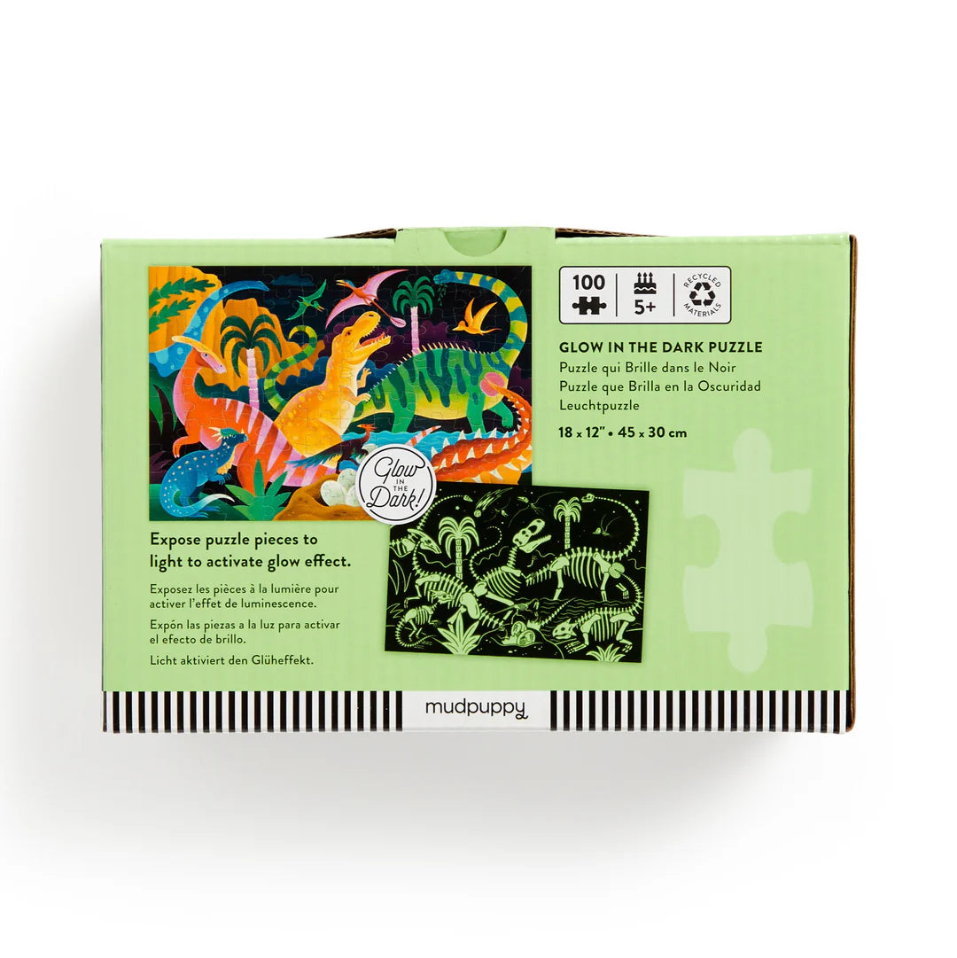 Puzzle fosforescent, 100 piese - Dinosaur Park, Glow in the Dark - Mudpuppy