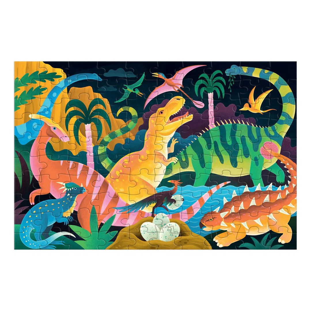 Puzzle fosforescent, 100 piese - Dinosaur Park, Glow in the Dark - Mudpuppy