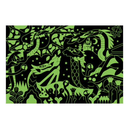 Puzzle fosforescent, 100 piese - Dragons, Glow in the Dark - Mudpuppy