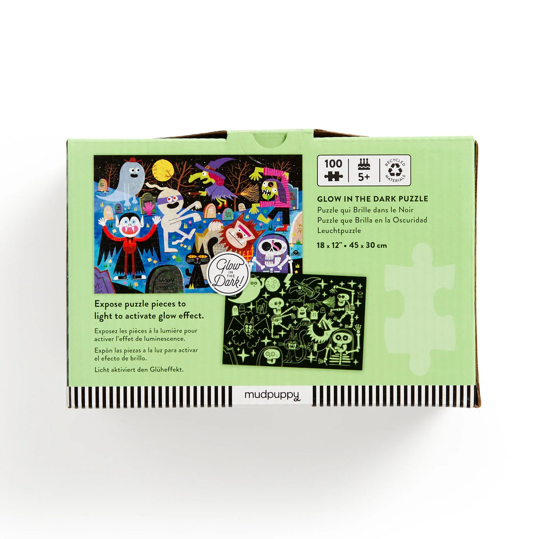 Puzzle fosforescent, 100 piese – Haunted Graveyard, Glow in the Dark – Mudpuppy